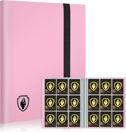 Card Binder 9 Pocket, Fabmaker 396 Pockets Trading Card Binder, Premium Collector Card Album for Standard Cards, Side Loading Card Collection Folder for Game Cards, Sport Cards, Pink