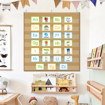 Godery Burlap 7 Pocket Chart for Teacher Lessons in a Classroom or for Use at Home – Fits Standard 3” Sentence Strips and Cards (28" x 28")