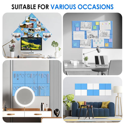 MaxGear Large Cork Board for Wall 36" x 24", Blue Bulletin Board, 6 Pack Felt Wall Tiles with Pushpins, Cork Boards for Office Push Pin Board Tack Board Felt Board