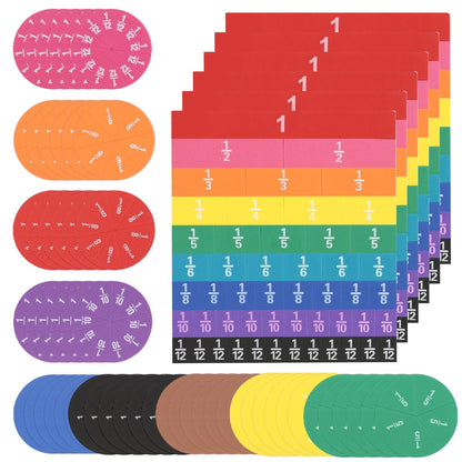 DORMIYA 12 Sets EVA Rainbow Fraction Manipulatives, Includes 6 Sets Fraction Tiles and 6 Sets Fraction Circles, Broad Coverage from 1/1 to 1/12, Visual Learning Tool