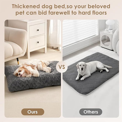 EHEYCIGA Washable Large Dog Bed for Crate 35x23 Inch, Kennel Pad for Dogs Up to 45 lbs, Plush and Comfy Pet Sleeping Mat, Charcoal