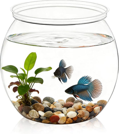 27 oz Mini Plastic Fish Bowl, Decorative Small Fishbowl, Clear Round Small Fishbowl Aquarium, Unbreakable Plastic Betta Fish Tank for Centerpiece Vases, Party Decorations and Home Decor