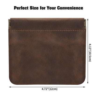 Jack&Chris Mini Coin Purse, Genuine Leather Small Coin Wallet, Leather Squeeze Coin Purse Pouch Change Holder For Men & Women, JC309