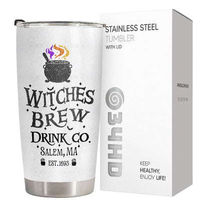 34HD Funny Witch Brew Tumbler 20oz Stainless Steel Insulated - Hocus Nutrition Facts for Halloween Fans - Birthday Present for Men & Movie Fans