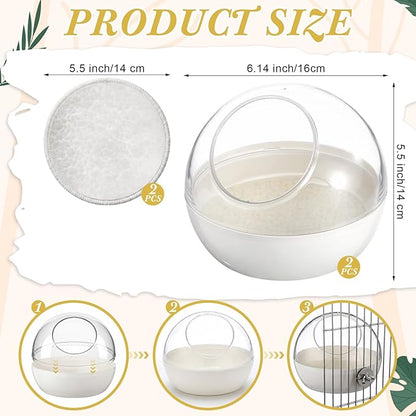 Novabright 2 Pack Clear Bird Nest for Cage Washable Transparent Parakeet House with 2 Cozy Pads Bite Resistant Bed Breeding Box Sleeping Hanging Hut Parrot Budgie Lovebird Cockatiel Canary Finch