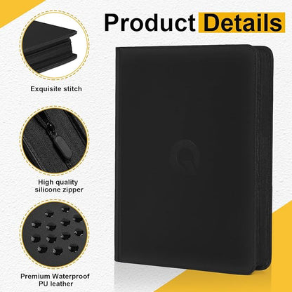 1024 Pocket Trading Card Binder Compatible with Pokemon TCG MTG Baseball Sports Cards, Trading Card Side Loading Zip Binder, Premium Leather Card Collection Storage Binders