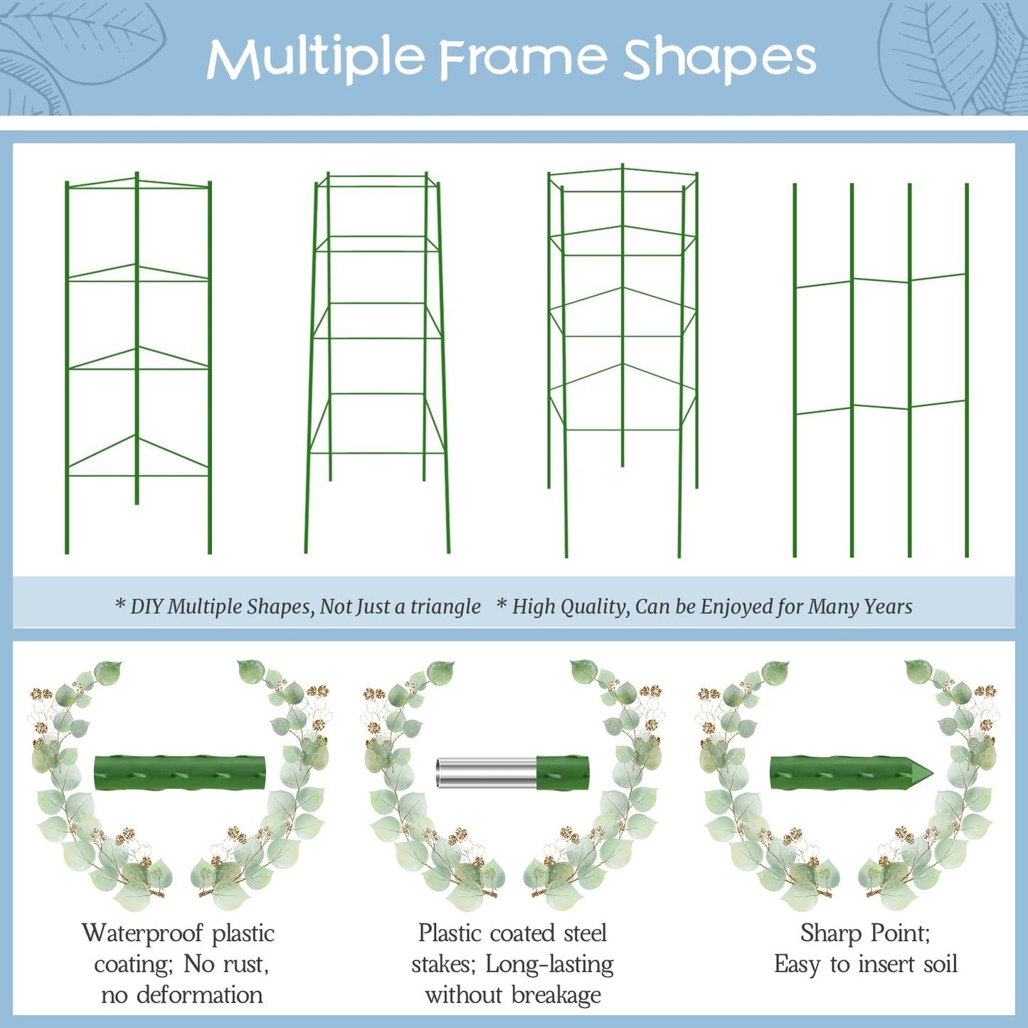 Legigo 6-Pack Tomato Cage for Garden Plant Support- Up to 63inch Garden Stakes Tomato Cage, Tomato Trellis for Potted Plants, Tomato Cages Plant Stakes for Climbing Vegetables Plants Flowers