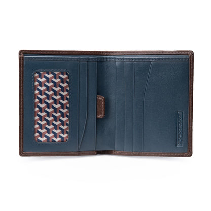 Downholme Men's Bifold Slim Silhouette Leather Wallet (Chestnut Brown)