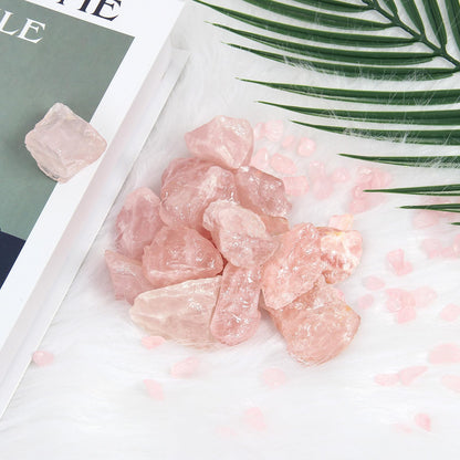 1.1lb Bulk Raw Rose Quartz Stone Rough Crystal-Natural Raw Stones Crystal for Tumbling, Cabbing, Fountain Rocks, Decoration,Polishing, Wire Wrapping, Wicca & Reiki Crystal Healing