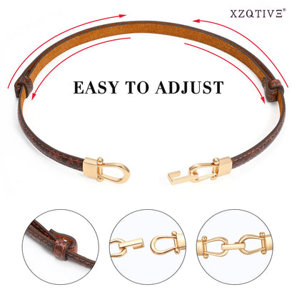 XZQTIVE Thin Belts For Women Skinny Leather Waist Belt with Gold Buckle Fashion Ladies Belt For Dress Pant