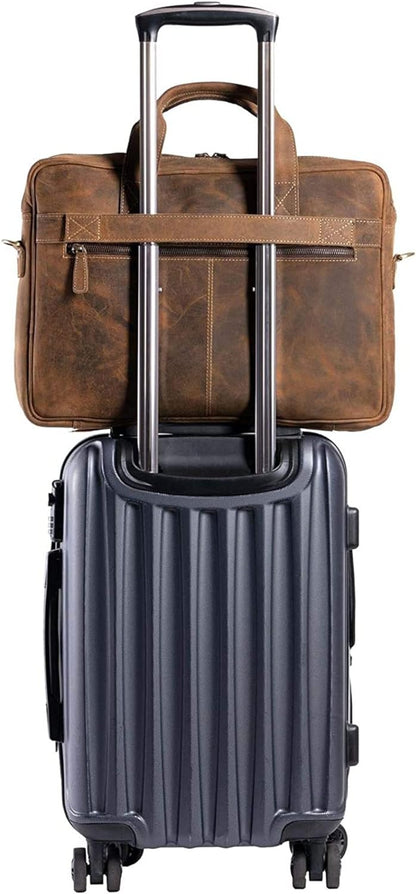 Leather briefcase 18 Inch Laptop Messenger Bags for Men and Women Best Office briefcase Satchel Bag