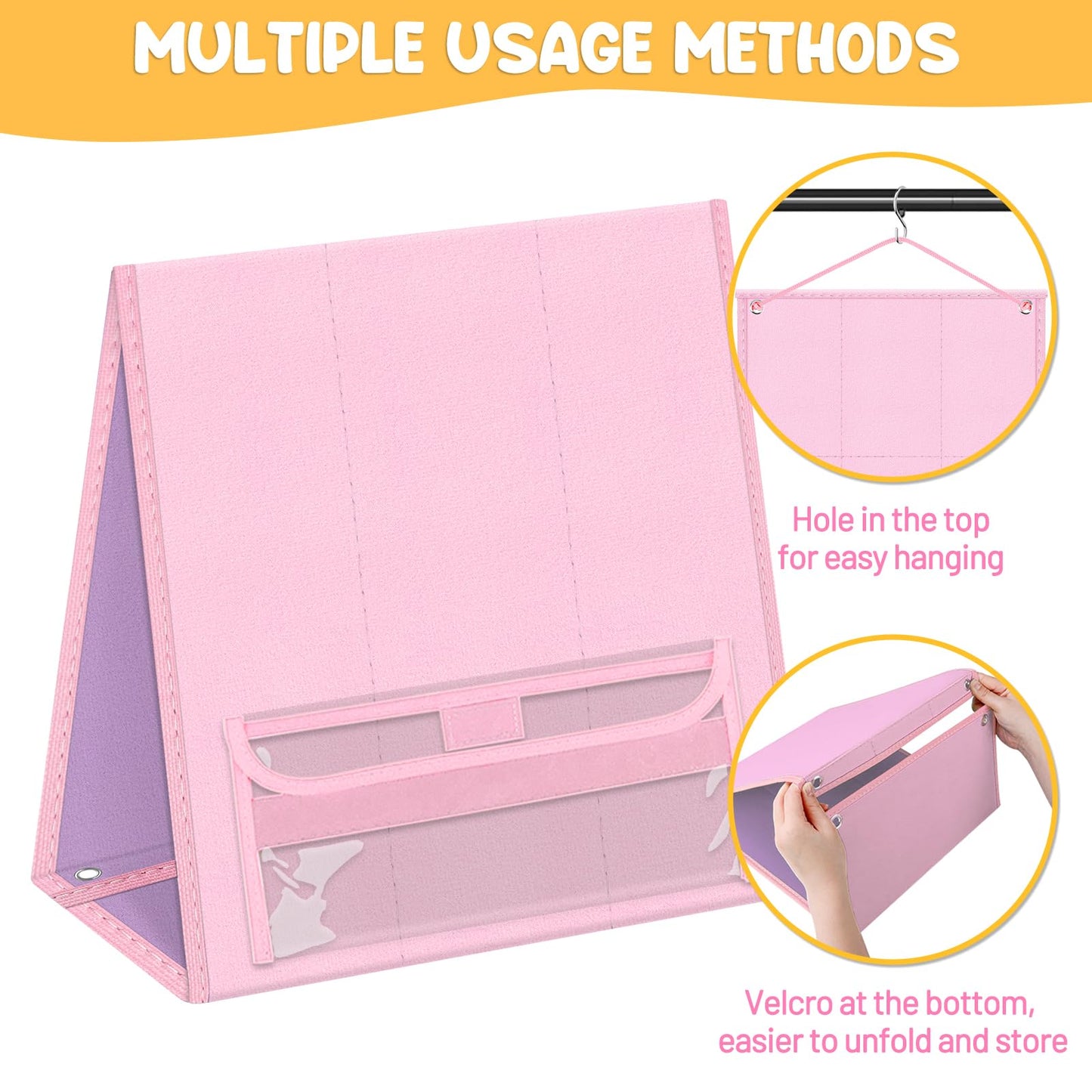 AKAYOK Foldable Felt Board - Double-Sided Flannel Story Board for Preschool Learning, Interactive Storytelling & Play | 33" x 12" Portable Felt Play Board for Home & Classroom Use (Pink)