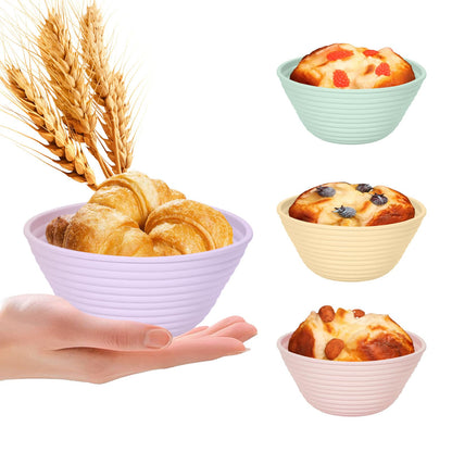 4Pcs Silicone Bread Proofing Baskets, 9" Collapsible Sourdough Bread Baking Supplies Non-Stick Round Dough Proofing Bowl Containers Oven Safe for Various Tastes Bread Making-BPA Free