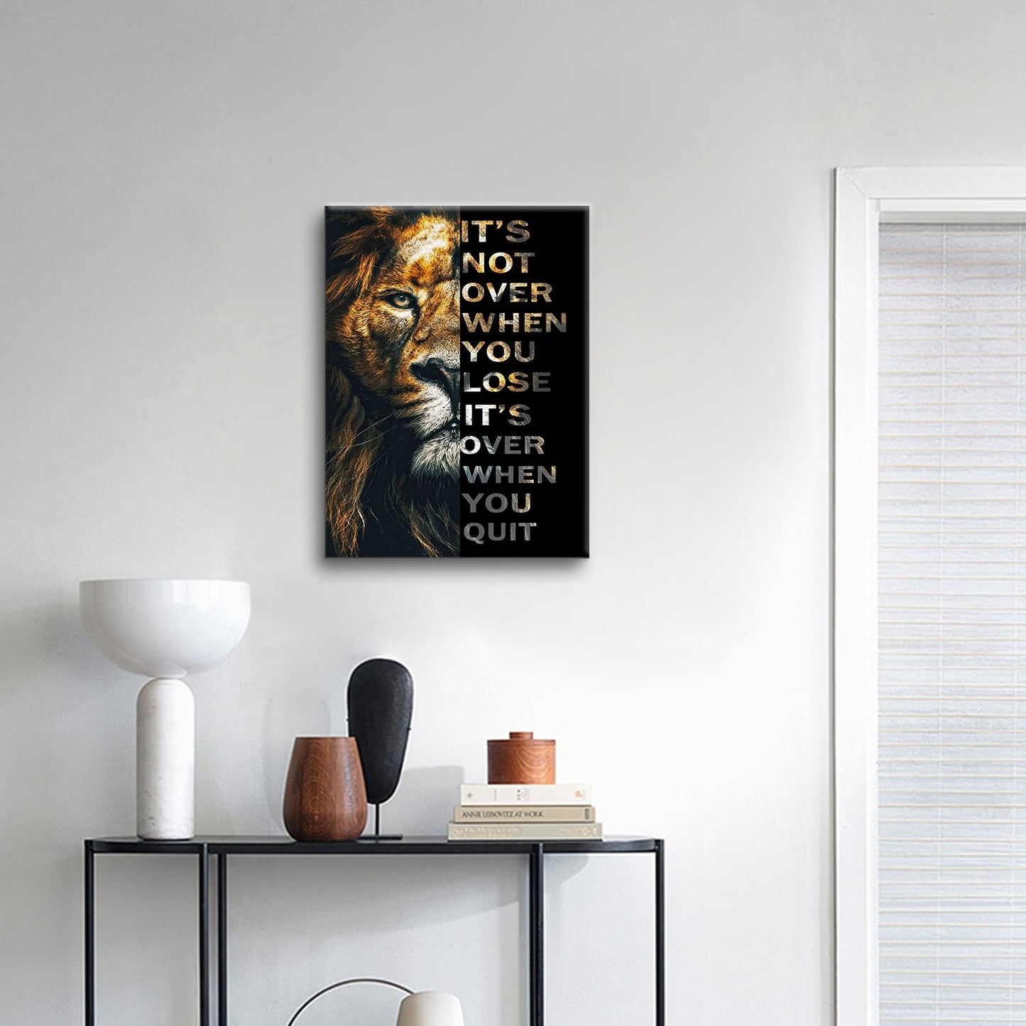 PJQART Motivational Posters Animal Lion Canvas Print Wall Art Inspirational Quote Picture Painting Modern Home Decor Inspiring Artwork for Living Room Bedroom Office Ready to Hang [18''W x 24''H]