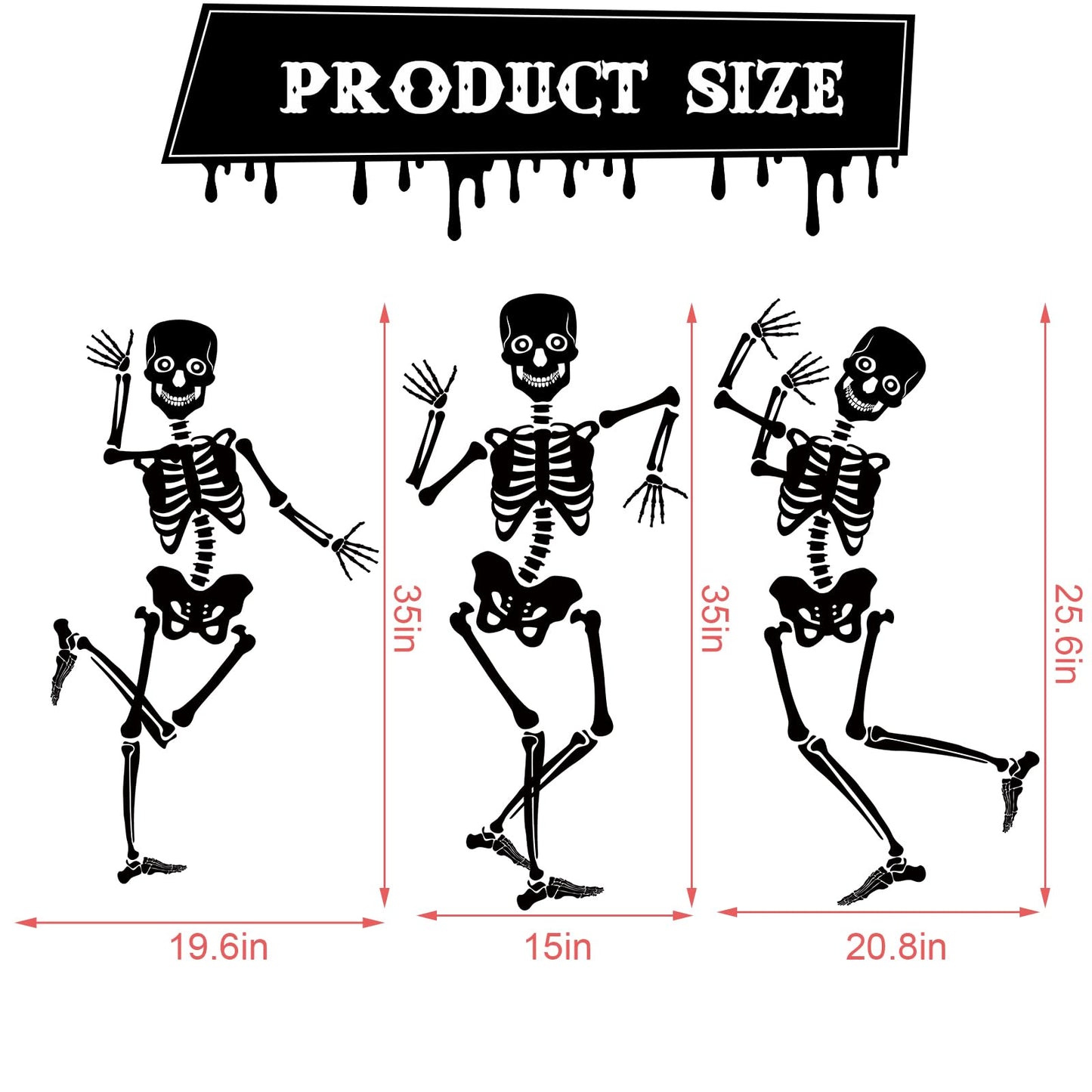 JarThenaAMCS 31Pcs Halloween Garage Decoration Magnet Stickers Black Dancing Skeleton Bat Refrigerator Decals for Home Party Room Garage Door Car