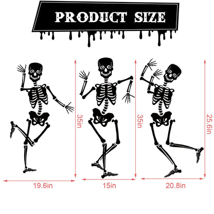 JarThenaAMCS 31Pcs Halloween Garage Decoration Magnet Stickers Black Dancing Skeleton Bat Refrigerator Decals for Home Party Room Garage Door Car