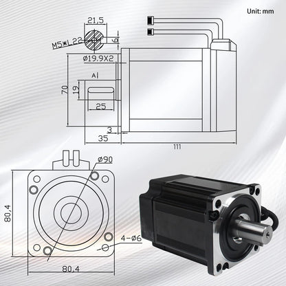 RATTMMOTOR YPMC-750W 220V Servo Motor Kit, Servo Motor with Servo Motor Driver, CNC Controller Kit for CNC Engraver Milling Machine/Robot (Without Brake)