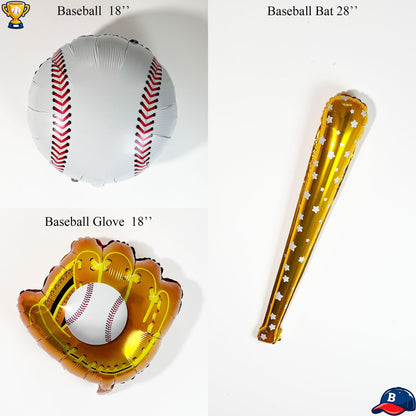 Baseball Balloon Arch Kit, Navy Blue Red White Balloon Garland with Baseball Print Baseball Bat and Glove Foil Balloons, for Rookie Year Baseball Birthday Party Decorations