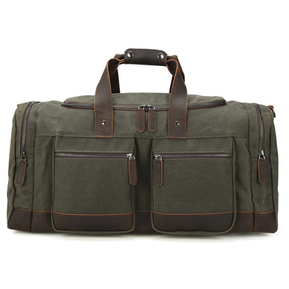 Polare 23” Waxed Canvas Cowhide Leather Waterproof Travel Duffel Bag Trim Luggage Weekender Overnight Carry on Hand Bag