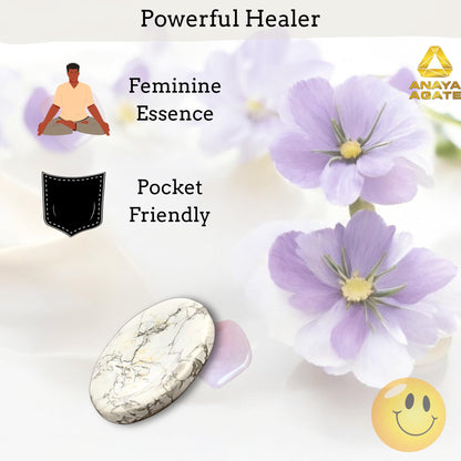 Anaya Agate Howlite Worry Stones Certified Crystal Thumb Worry Stone for Anguish, Relaxing and Soothing Balance Stones for Meditation, Stress Relief Crystals and Healing Stones for Men, Women