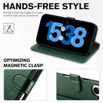 TUCCH Wallet Case for iPhone 17 (6.3") 2025, RFID Blocking 4 Card Slots, Kickstand, Shockproof TPU Shell, PU Leather, Magnetic Closure, Protective Flip Folio Cover, Evergreen