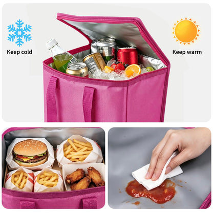 PoVwlty Rubber Beach Tote Bag with Insulated Cooler Bag, Waterproof Sandproof Pool Bag for Beach, Pool, Travel- Perfect for Summer (ROSE - RED, Large)