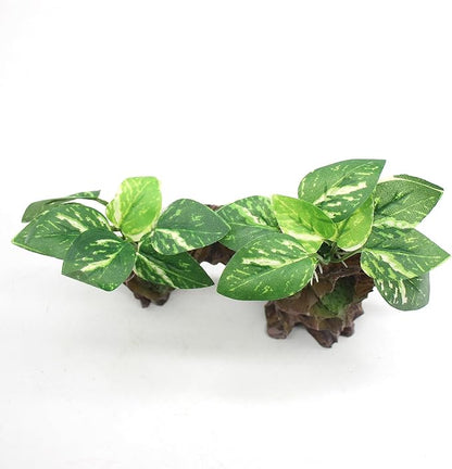 relaqcc Aquarium Decor Ornaments Artifical Driftwood Cave Fish Tank Decorations Silk Aquarium Plants for Betta Fish Tank Accessories