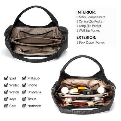 BOSTANTEN Genuine Leather Purses for Women Designer Handbags Crossbody Shoulder Bags Top Handle Satchel Black