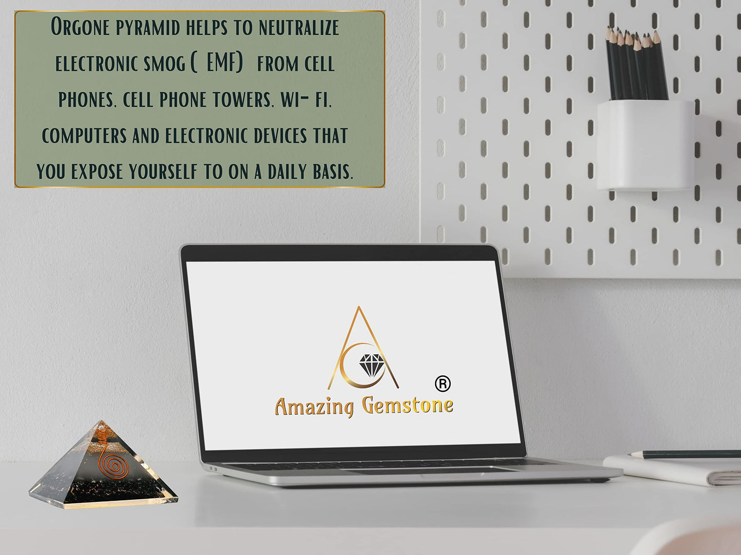 Amazing Gemstone Large Orgone Pyramid | Glow in Dark Black Tourmaline Pyramid Crystal | Orgonite Pyramid | Organ Pyramids Positive Energy Healing