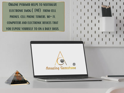 Amazing Gemstone Large Orgone Pyramid | Glow in Dark Black Tourmaline Pyramid Crystal | Orgonite Pyramid | Organ Pyramids Positive Energy Healing