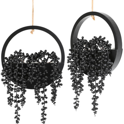 Hobyhoon Artificial Hanging Plants Hanging Planter Fake Succulents Artificial String of Pearls with Pot and Lanyard for Home Office Wall Decoration