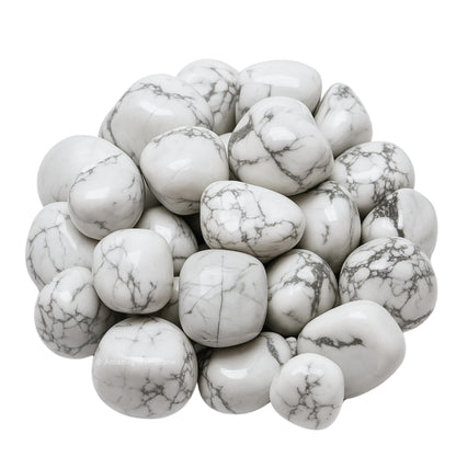 Amazing Gemstone Howlite Crystals and Healing Stones Tumbled - 1 oz Howlite Stone, Healing Stones for Energy Balance, Premium Polished Gems Rocks for Meditation and Wellness