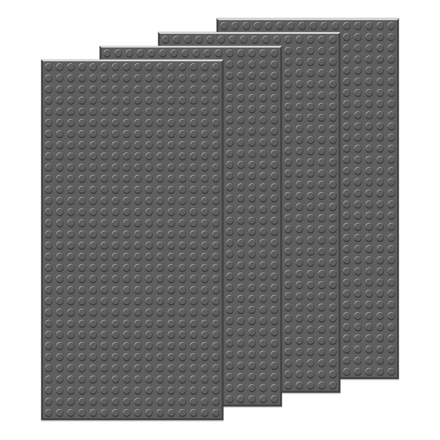 EKIND 4 PCS Classic 5" x 10" Building Baseplates, Compatible with Major Brands Toy Bricks, Encourage Logic & Creativity Through Play, Ideal STEM Activities for Children (Dark Gray)