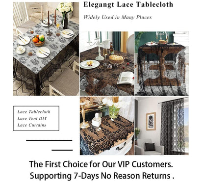 ShinyBeauty Lace Tablecloth Rectangle 60''x120'' Black Lace Party Tablecloth Rustic Floral Lace Table Cloth Vintage Lace Overlays Tea Party Tablecloth Lace Fabric Table Cover Embroidered Lace Table