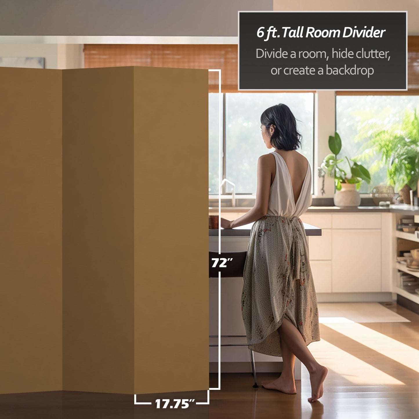 6 ft. Tall Brown Temporary Cardboard Folding Screen - 4 Panel