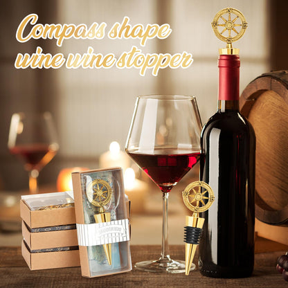 30Pack Rudder Wine Bottle Stoppers - Anchor-Designed Reusable Wine Savers, Elegant Decoration for Wine Lovers & Sailors, Perfect for Home, Yacht Party, Restaurants, Preserve Freshness (Gold)