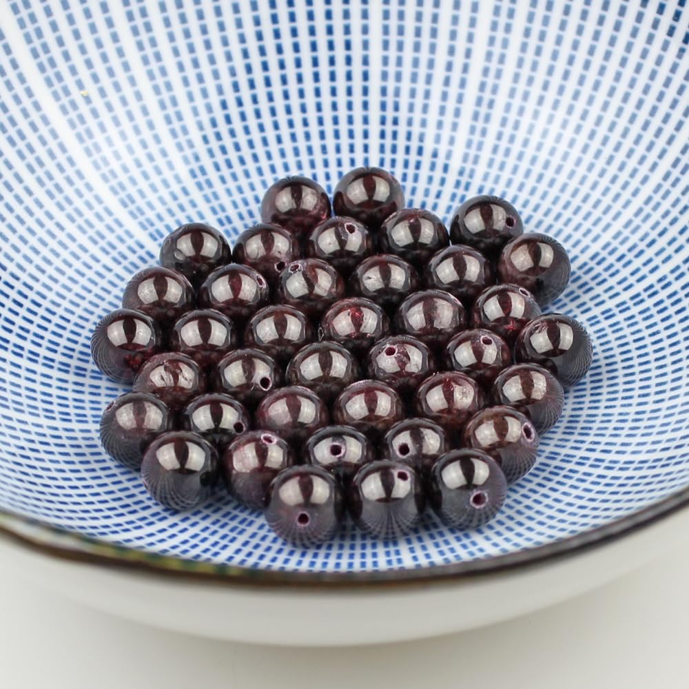 MJDCB Natural Stone Beads Garnet Round Loose Beads for Jewelry Making DIY Bracelet Necklace (4mm)