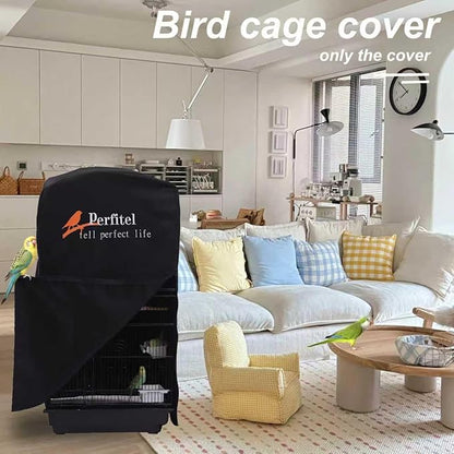 Bird Cage Cover(Black) Good Night Birdcage Cover Black-Out Birdcage Cover Durable Breathable Washable Material… (18.1Lx14.1Wx36H)