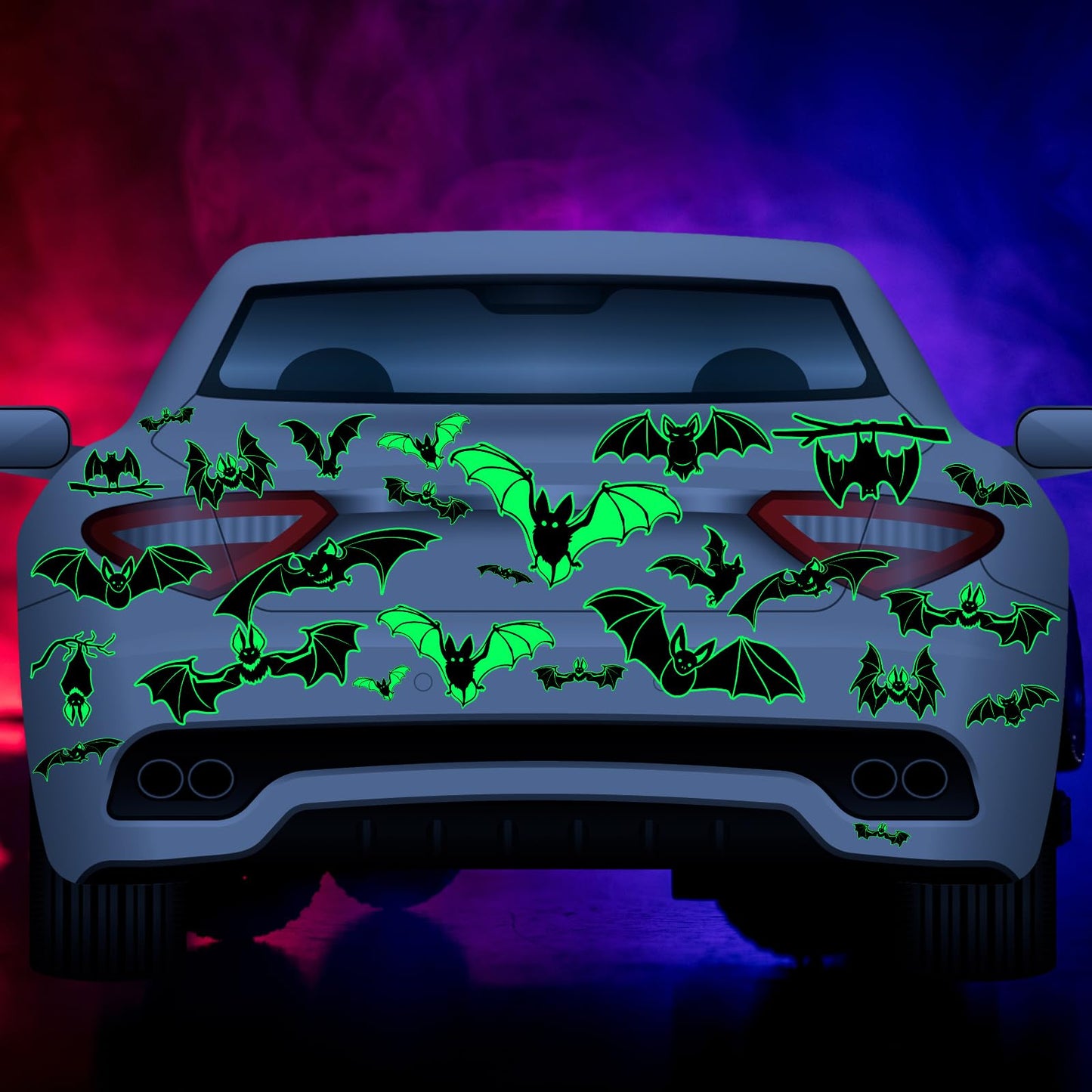 28 Pcs Halloween Magnets Decoration Glow Halloween Car Bats Magnet Stickers Luminous Fridge for Garage Metal Door Kitchen Spooktacular Decoration