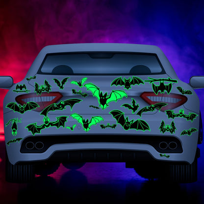 28 Pcs Halloween Magnets Decoration Glow Halloween Car Bats Magnet Stickers Luminous Fridge for Garage Metal Door Kitchen Spooktacular Decoration