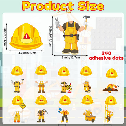 60pcs Construct Theme Cutouts Construction Helmet Bulletin Board Decorations Construct Paper Cut-Outs Classroom Decor for Boy Girl Classroom DIY Craft Photo Kindergarten Preschool Wall Door Supplies