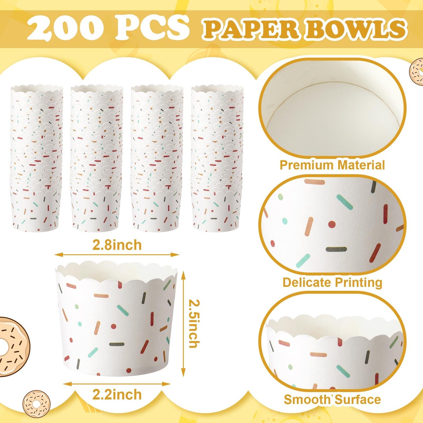 Uiifan 200 Pcs 6 oz Muffin Cupcakes Baking Paper Cups Greaseproof Muffin Paper Cups White Cupcake Liners Baking Supplies for Cake Balls Candies