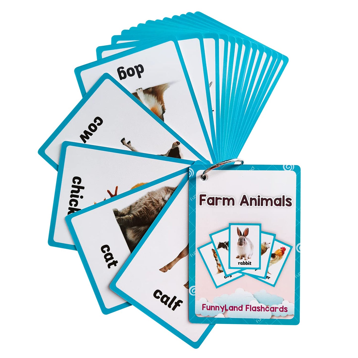 Lilias Wild Animals / Farm Sea Flash Cards, English Words Learning Pocket Card for Toddlers, Toddler Toys, Supplies Kindergarten Preschool, 3 Themes Set, WC007,008,009