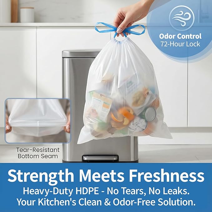 150 Count 4 Gallon Trash Bags Drawstring