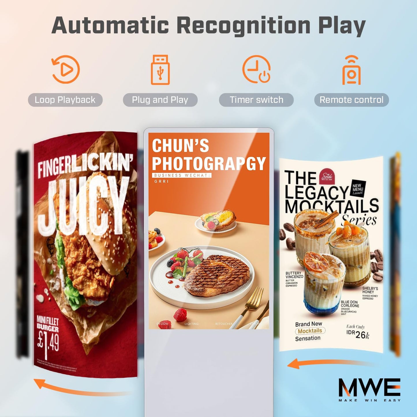 QIXZOCV MWE 49 Inch Indoor Digital Signage Touchscreen Kiosk Floor Standing Advertising Display LCD Totem Interactive Display Poster Android System with Auto Media Player-White