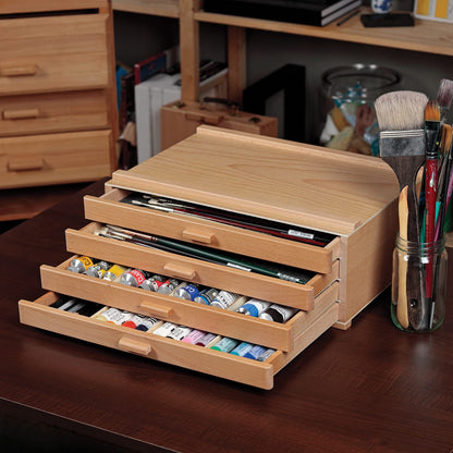 HG Art Concepts Artists Storage Chests - Premium Studio Organizer for Paint Tubes, Brushes, Pencils, Markers, & More! - 4 Drawer - 2 Pack