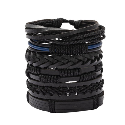 PINKPIN 24Pcs Adjustable Braided Leather Bracelets for Men Women Wrap Cuff Bracelet Cords Ethnic Tribal Handmade Wrap Wristband Bracelets Set