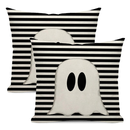 Yxuiyal Halloween Pillow Covers 22x22 Set of 2 Black Stripe Cute Ghost Throw Pillow Covers for Home Decoration Cushion Case for Couch Sofa Halloween Decor