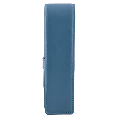 DiLoro Leather Pen Case Pouch Holder for Two Fountain Ballpoint Rollerball Pens or Pencils (Sololio Blue)
