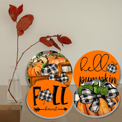 Fall Pumpkin Electric Stove Burner Covers，4 Pcs Halloween Decor Round Stove Burner Cover，8 Inches and 10 Inches，Gas Stove Burner Cover,Metal Cooktop Autumn Pumpkin Decorative Home Decor,Kitchen Decor
